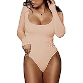 BelleLovin Women's Square Neck Long Sleeve T-shirt Basic Bodysuit Jumpsuits