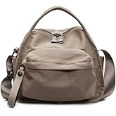 Nylon Tote Bag for Women Medium Multi-Pocket Top Handle Purse Lightweight Office Shoulder Handbag Retro Crossbody Bag