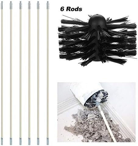 Centishop Chimney Cleaning Brush Dryer Duct Cleaning Kit， Includes 6 Flexible Rods 1 Brush Head