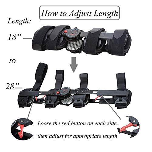 Hinged ROM Knee Brace, Adjustable Post OP Patella Brace Support Stabilizer Pad Orthosis Splint Wrap Medical Orthopedic Guard Protector (No Straps)