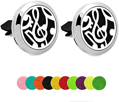 Silver Essential Oil Car Locket - YouMiYa Music Note Shape 2PCS Air Freshener Clip Perfume Aromatherapy Essential Oil Diffuser Perfume Car Locket Alloy For Relax,Decorate,Freshener