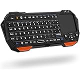 Fosmon Portable Lightweight Mini Wireless Bluetooth Keyboard Controller (QWERTY keypad) w/ Built-In Touchpad for Apple / Android / Windows Smartphones, Tablets, PS4, Laptop, Notebook - Black &amp; Orange