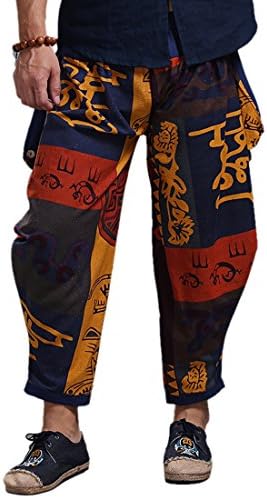 Mens Womens Boho Hippie Baggy Cotton Harem Pants with Pockets Yoga Pants