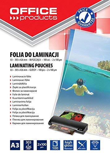 Lamination Foil Office PRODUCYS A3 2x100 MICR; Glossy 100 Pcs Transparent/Presentation/Type-for Lamination/Kind-Glossy/Material-Plastic/Colour-Transparent/Format-A3 / Thickness (mm)-2x100