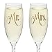 Mr. & Mrs. Gold Champagne Flutes With Gift Box - Wedding Glasses For Bride & Groom - Toasting Gift Sets - For Couples - Engagement, Wedding, Anniversary