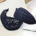 Lace Flower Headband - Lace Hairband Black Flowers Head Wrap Women's Classic Hairband Hair Accessory (Navy Strip)
