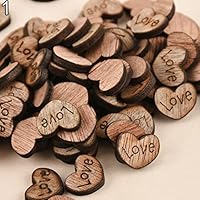 EUNOMIA 100pcs Wood Love Heart Stars Wedding Table Scatter Decoration Crafts Rustic Wooden (#1)