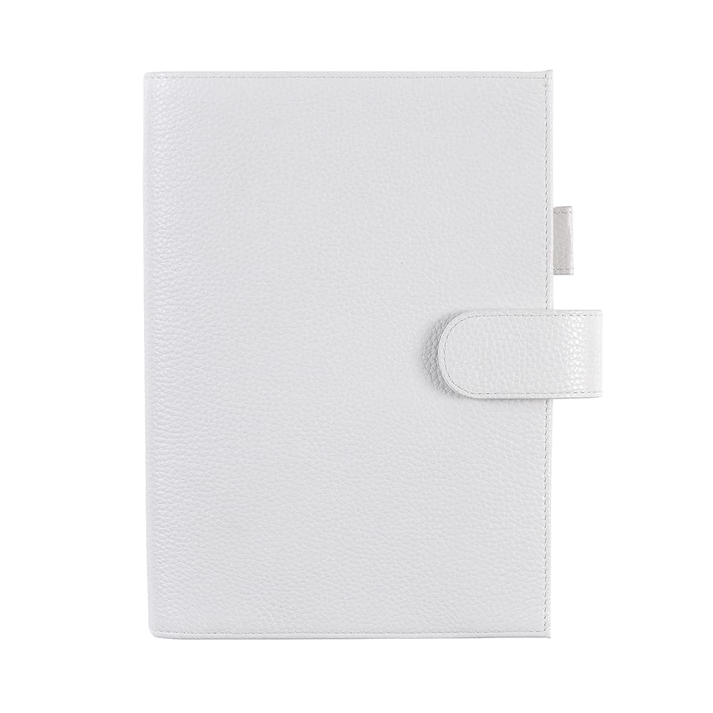 Moterm Leather Cover for A5 Notebook - Fits Hobonichi Cousin, Stalogy and Midori MD Planner, with Pen Loop, Card Slots and Back Pocket (Pebble Cream) — image 1
