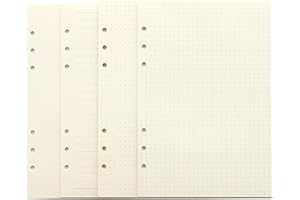 A5 Planner Inserts, Refillable for Filofax Refills,Harphia,6 Ring Binder Refill,Dot,Line,Grid,Plain,80 sheets/160 Pages for Premium 100 GSM Thickness(A5 5.59 x 8.27'')