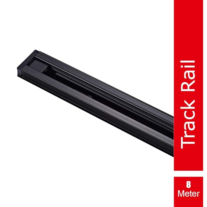 iMee LED Trackline with Connector, 8 Meter trackway for Track Lights, Black (8 x 1 Meter)