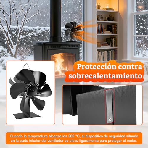 Shenyini Stove Fans for Fireplaces,Fireplace Fans, 6 Pieces, 6 Pieces Fireplace Fans, Wood Stove/Fireplace/Fireplace Fans (Standard)