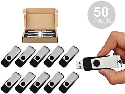 TOPESEL 50 Pack 128MB Bulk USB 2.0 Flash Drives Swivel Memory Stick Thumb Drives Pen Drive (50pcs, 128MB, Black)