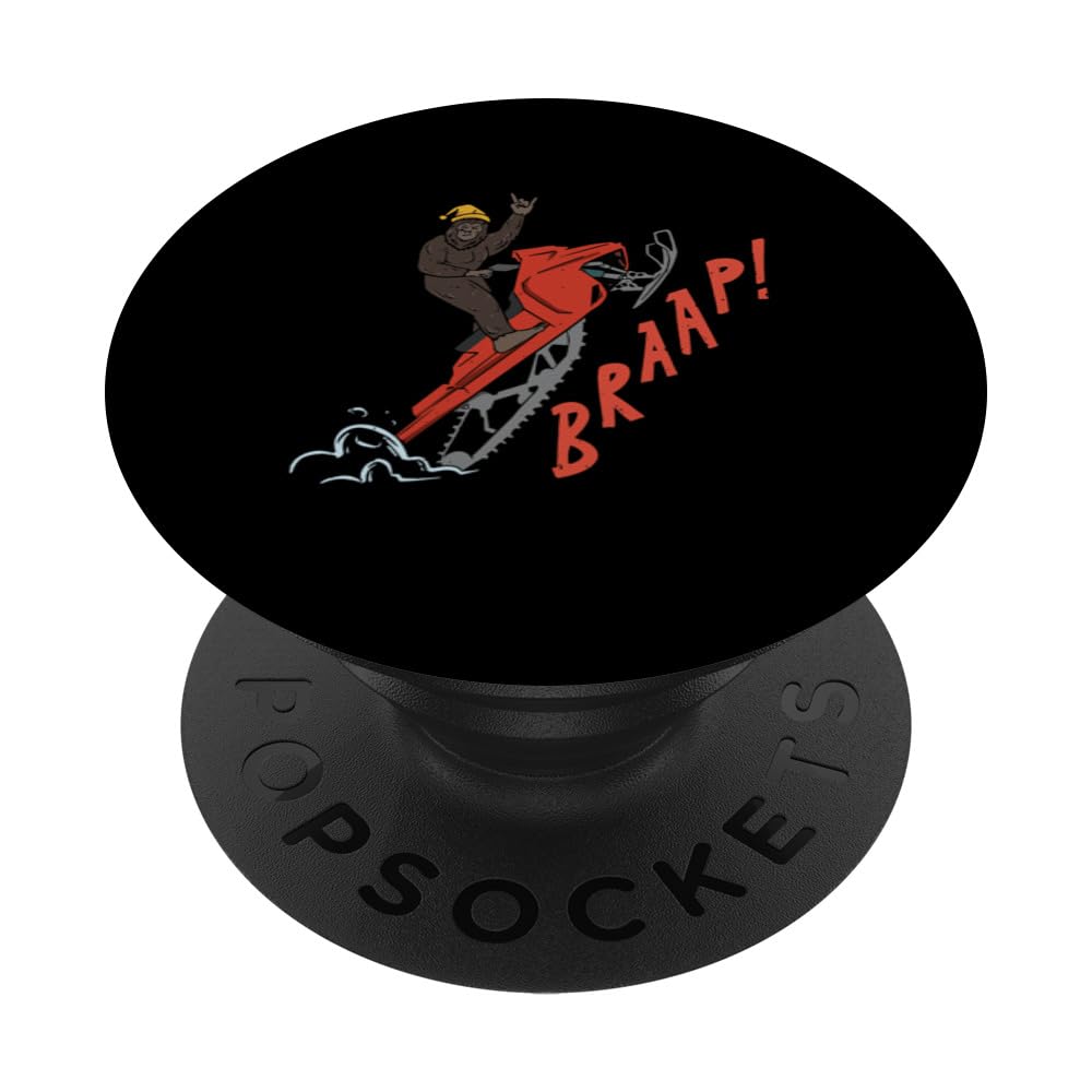 Big Foot riding Snowmobile Braap Design Trail Snowmobiler PopSockets Adhesive PopGrip