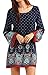Relipop Women's 3/4 Sleeve Ethnic Style Bohemian Printed Mini Floral Tunic Dress (Large, Type 9)