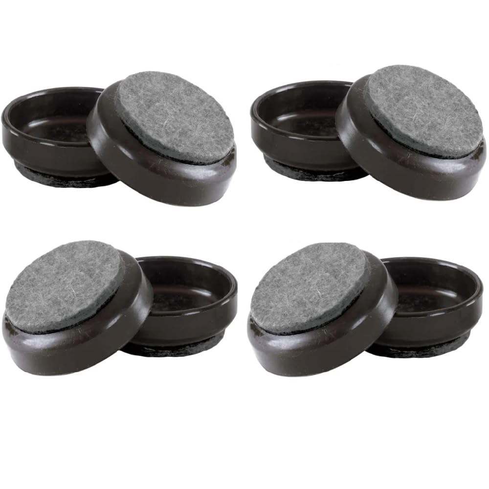 Merriway BH05799 (8 Pcs) Castor Caster Cups with Felt Pad, Outer Dimension 68 mm (2.5/8 inch) Large, Brown - Pack of 8 Pieces