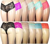 Yinsaviny Women's Floral Lace Boyshorts Stretched Panties (Pack of 6)