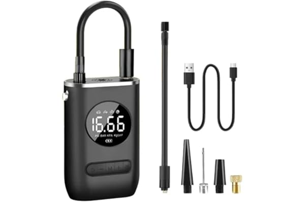 Calibrador Compressor Bomba De Ar Portátil Digital Mini Com Lanterna LED para Encher Pneus de Carro, Moto, Bike, Bicicleta, Bola e Piscina Inflável