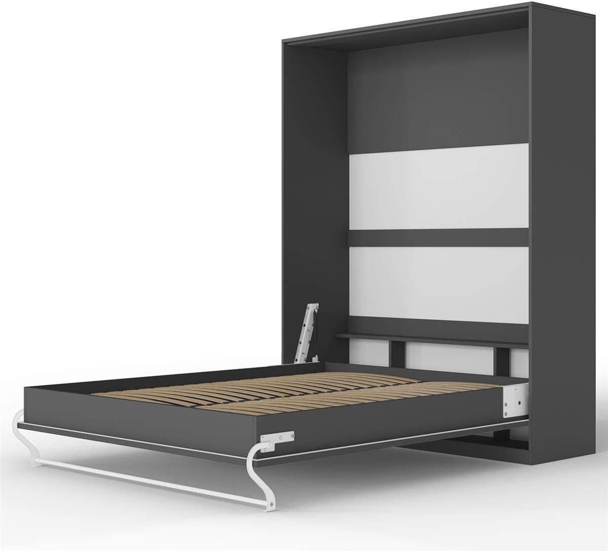 SMARTBett Standard folding wall bed with gas pressure springs (Anthracite, 160x200 Vertical Standard)
