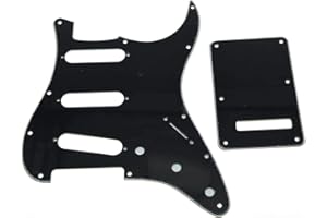 Dopro 11 Hole Strat SSS Pickguard ST Back Plate Trem Cover for USA/Mexican FD Strat Black 3 Ply