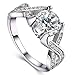 FENDINA Jewelry Womens Luxurious 18K White Gold Plated Cubic Zirconia Infinity Love Solitaire Promise Eternity Ring Engagement Wedding Anniversary Band Her, Size 8