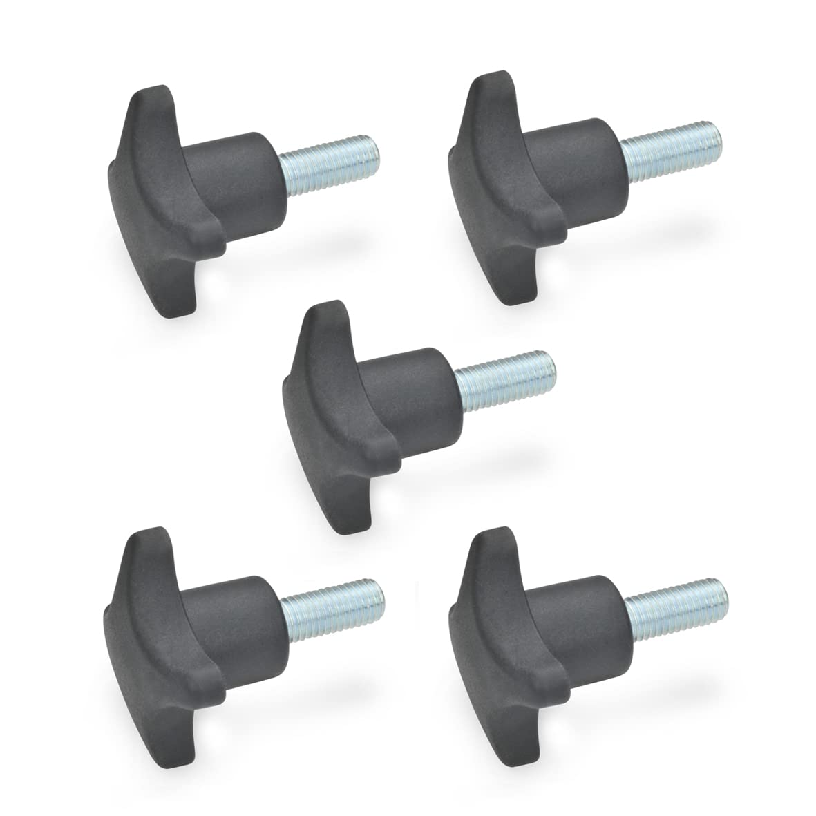 Ganter Normelemente Cross handle screws, handle thermoplastic (PA), with screw galvanised steel, DIN 6335.4-ST-40-M8-40, thread M8 x 40, pack of 5