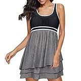 Zando Womens Bathing Suits One Piece Slimming Swimdress Retro Plus Size Swimwear Long Torso Tankini Swimsuits for Women
