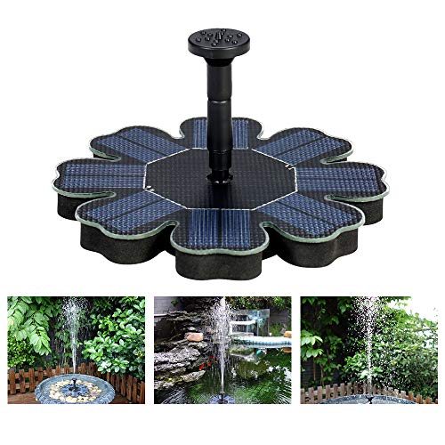 Anself Solar Fountain Pump Bird Bath, 8V 1.4W Solar Powered Submersible Free Standing Solar Outdoor Fountain for Small Pond, Patio Garden and Lawn
