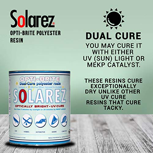 Solarez UV Cure Opti-Brite Polyester Resin (Gallon) Converts UV Light to Visible Light & Cures in Mins! Non-Tacky, Eco Friendly - Surfboards, Watercraft, Wood, Sporting Goods - Made in The USA!