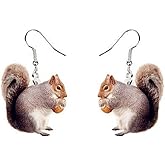 Funny Animal Acrylic Earrings Fall Cartoon Cute Resin Squirrel Pine Cone Turkey Pet Lightweight Dangle Drop Earrings for Women Autumn Festival Thanksgiving Christmas Jewelry Gifts