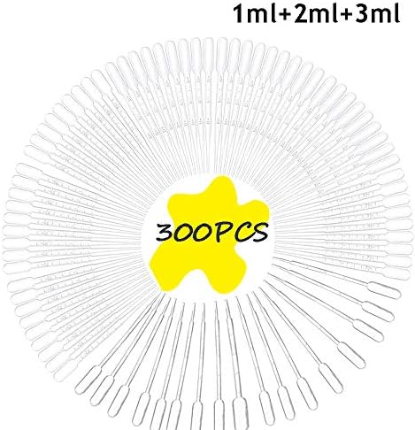 300PCS 1ml,2ml,3ml Disposable Transfer Pipettes,Plastic Graduated Droppers for Essential Oils Make Up Tools