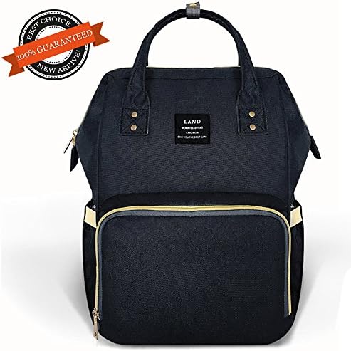 Diaper Bag Travel Nappy Backpack - Waterproof Roomy Baby Bags Multi-Function Nursing Shoulder Bag for Mummy and Baby Care by MonoBeach (Black)