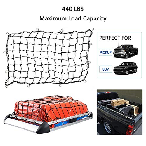 3'x5' Bungee Cargo Net Heavy Duty Truck Bed Net Stretches to 5'x8