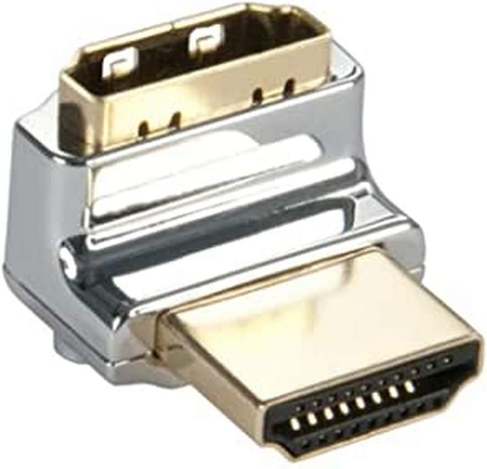 Lindy CROMO HDMI Male to HDMI Female 90 Degree Right Angle Adapter - Up, Chrome