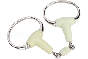 Stainless Steel Horse Bit, D Ring Snaffle Bit Rubber Wrapped Horse Mouth Snaffle Bit with Flavor Comfort Horse Snaffle Ring S