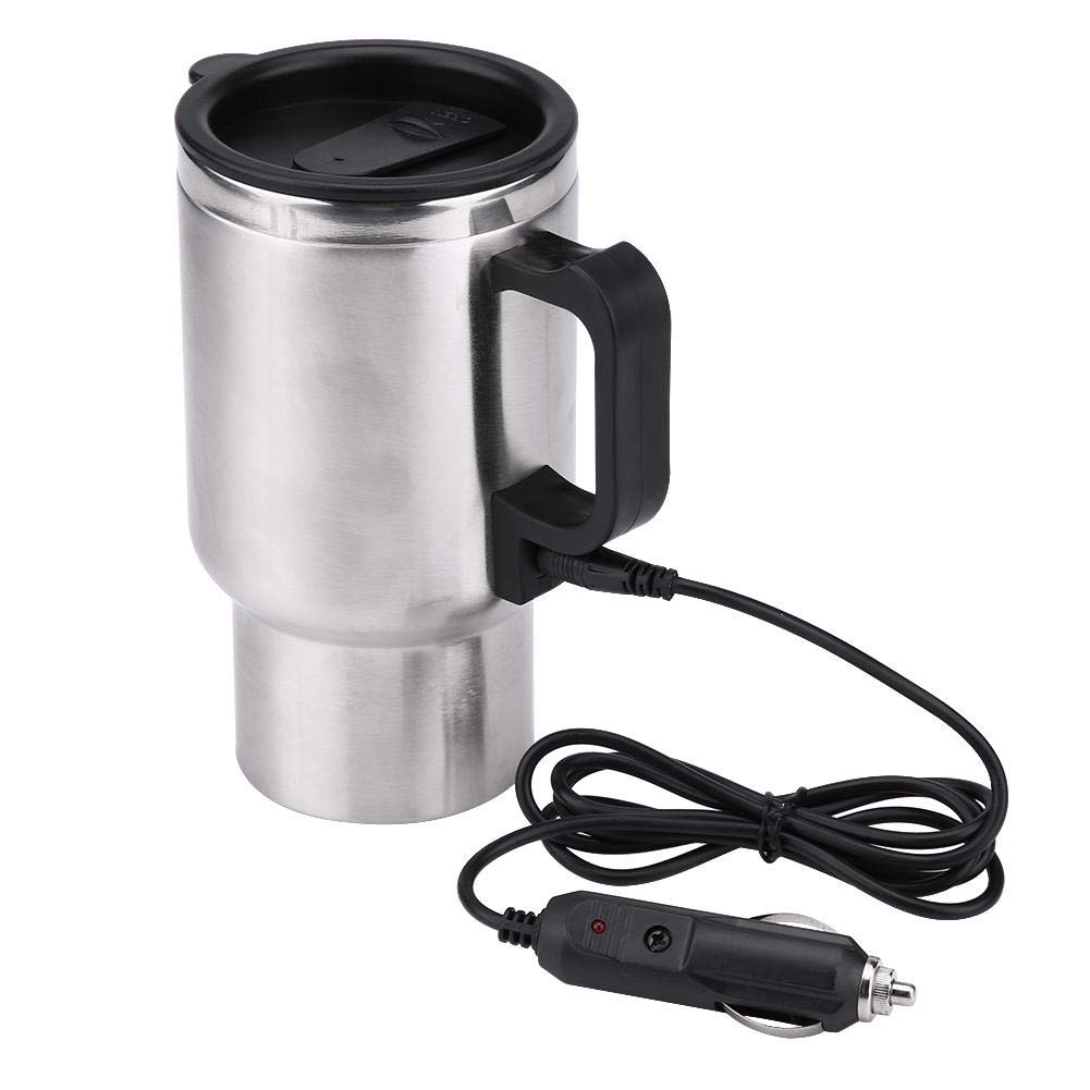 Car Insulation Cup,12V 450ml Electric In-car Stainless Steel Travel Heating Cup Coffee Tea Car Cup Mug