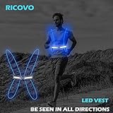 RICO Lighting LED Vest Adjustable Belt High Visibility LED For Women Men Lightweight, Waterproof Vest For Jogging Biking Hiking (blue)