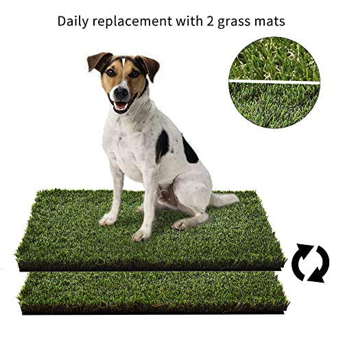 HQ4us Dog Grass pad with Tray Large Dog Litter Box Toilet 34”×23”, 2×