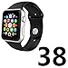 BRG Apple Watch Band 38mm, Soft Silicone Sport iWatch Band Replacement Wrist Bracelet Strap with Pin-and-Tuck for Apple Watch 38mm Series 1 Series 2 All Models - M/L Black