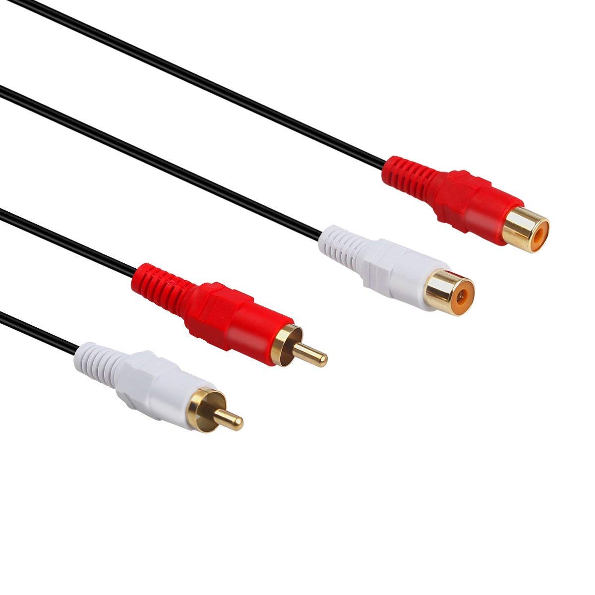BLK RCA Stereo Audio Extension Cable,Gold-Plated 2x RCA Male to 2x RCA Female (10ft/3m)