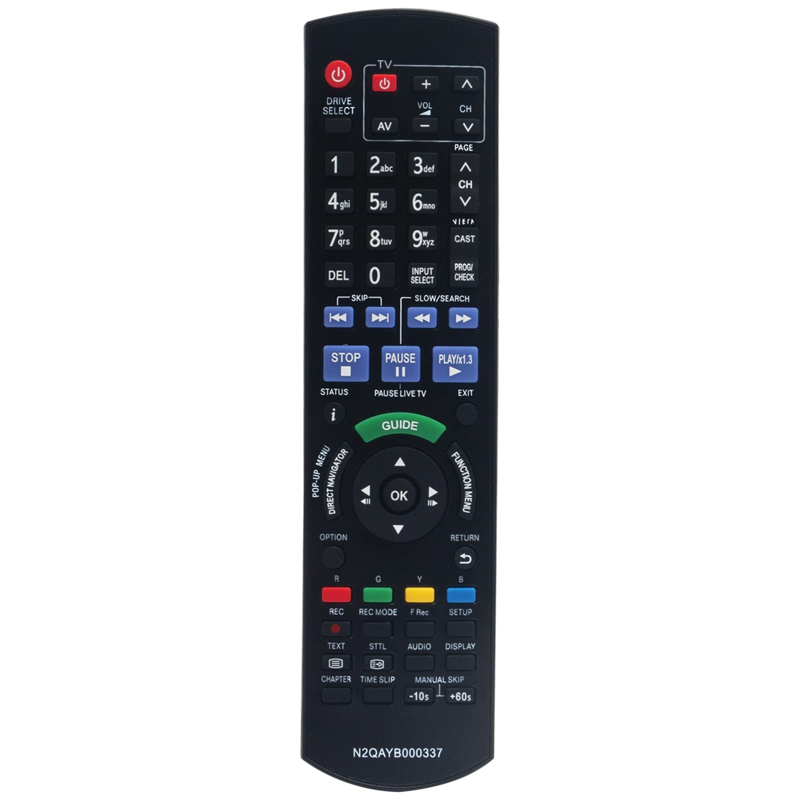 N2QAYB000337 Replacement Remote Control Fit for Panasonic Blu-ray Disc Recorder DMR-BS850EB DMR-BS750EB DMRBS850EB DMRBS750EB