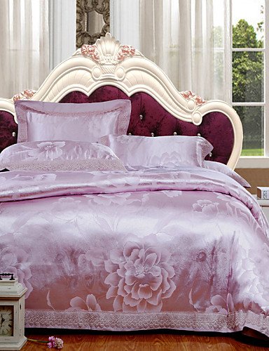 2016 MEIREN Dovet cover sets Tencel Cotton Jacquard 4 Piece Wedding Suite Hollow Full Bedding Set , queen