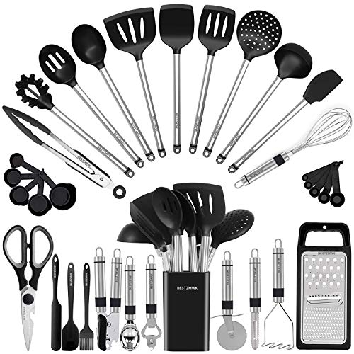 Kitchen Utensil Set-Silicone Cooking Utensils-33 Kitchen Gadgets & Spoons for Nonstick Cookware-Silicone