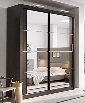 Brand New Modern Bedroom Mirror Sliding Door Wardrobe Arti 3 In Matt Black 181cm Without Led Sold By Arthauss