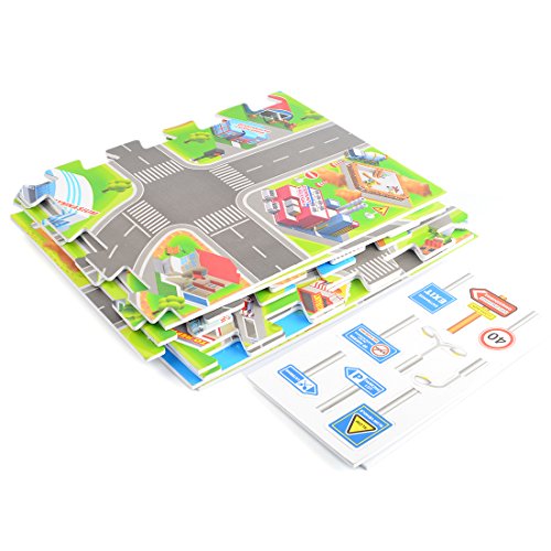 Kids Race Track Rugs Fcoson Carpet Play Mat Town Road Rug with Cars and Toys for Toddlers Boys Girls - Thumbnail 4