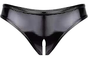 High Gloss PVC Leather Women's Sexy Lingerie Open Fit Triangle Shorts for Wear and Passionate Nights
