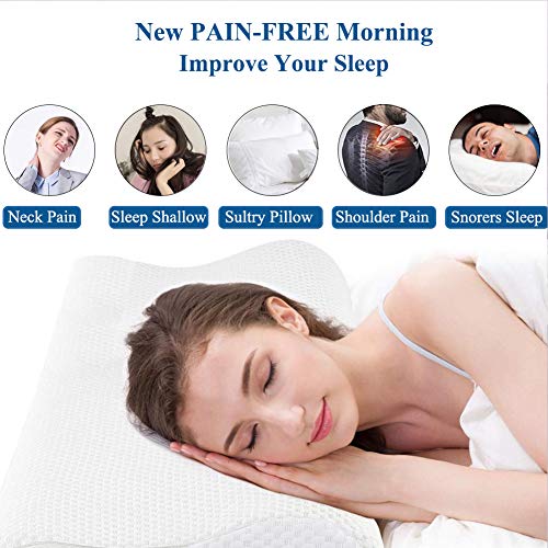 VECELO Bed Memory Foam Contour Pillow 100 Hypoallergenic Supportive