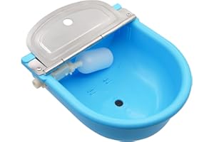 MINYULUA Automatic Waterer Bowl Large Horse Waterer with Float Valve and Drain Plug Automatic Water Feeder Dispenser Bowl for Sheep Dog Horse Cow Pig Plastic (Light Blue)