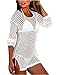 Wander Agio Beach Tops Sexy Perspective Cover Dresses Bikini Cover-ups Net Beige White
