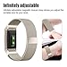 UMTELE For Fitbit Charge 2 Band, Milanese Loop Stainless Steel Metal Bracelet Strap with Unique Magnet Lock, No Buckle Needed for Fitbit Charge 2 HR Fitness Tracker Small