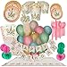 Unicorn Birthday Party Supplies for Girls - Gold-trimmed Plates, Cups, Napkins, Serves 16, Tablecloth, Glittery Banner, Balloons, Pink-striped Unicorn Straws, Cutlery Party Pack-1st Birthday Decor